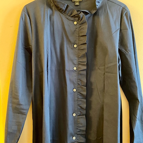 Ann Taylor Factory Ruffle Button Down Blouse - NWOT  Size XL - Picture 2 of 5